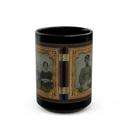 Mollie Knopp Zigler, Left, And Betty Hoover, Right ; Unidentified Midshipman In Confederate Uniform With Book (U.S. Civil War) Black Coffee Mug 15oz - Go Mug Yourself
