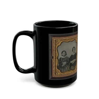 Mollie Knopp Zigler, Left, And Betty Hoover, Right ; Unidentified Midshipman In Confederate Uniform With Book (U.S. Civil War) Black Coffee Mug - Go Mug Yourself