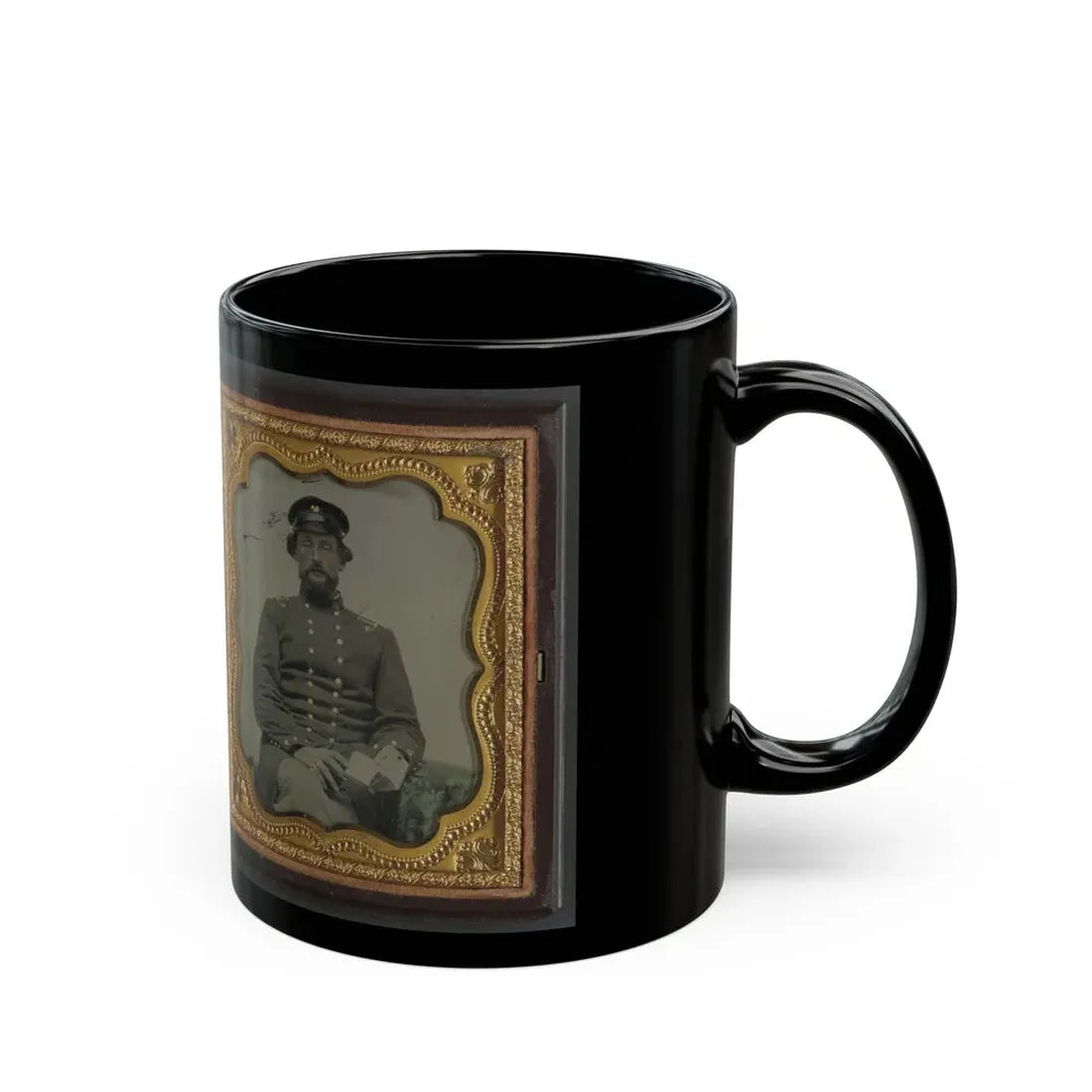 Mollie Knopp Zigler, Left, And Betty Hoover, Right ; Unidentified Midshipman In Confederate Uniform With Book (U.S. Civil War) Black Coffee Mug - Go Mug Yourself