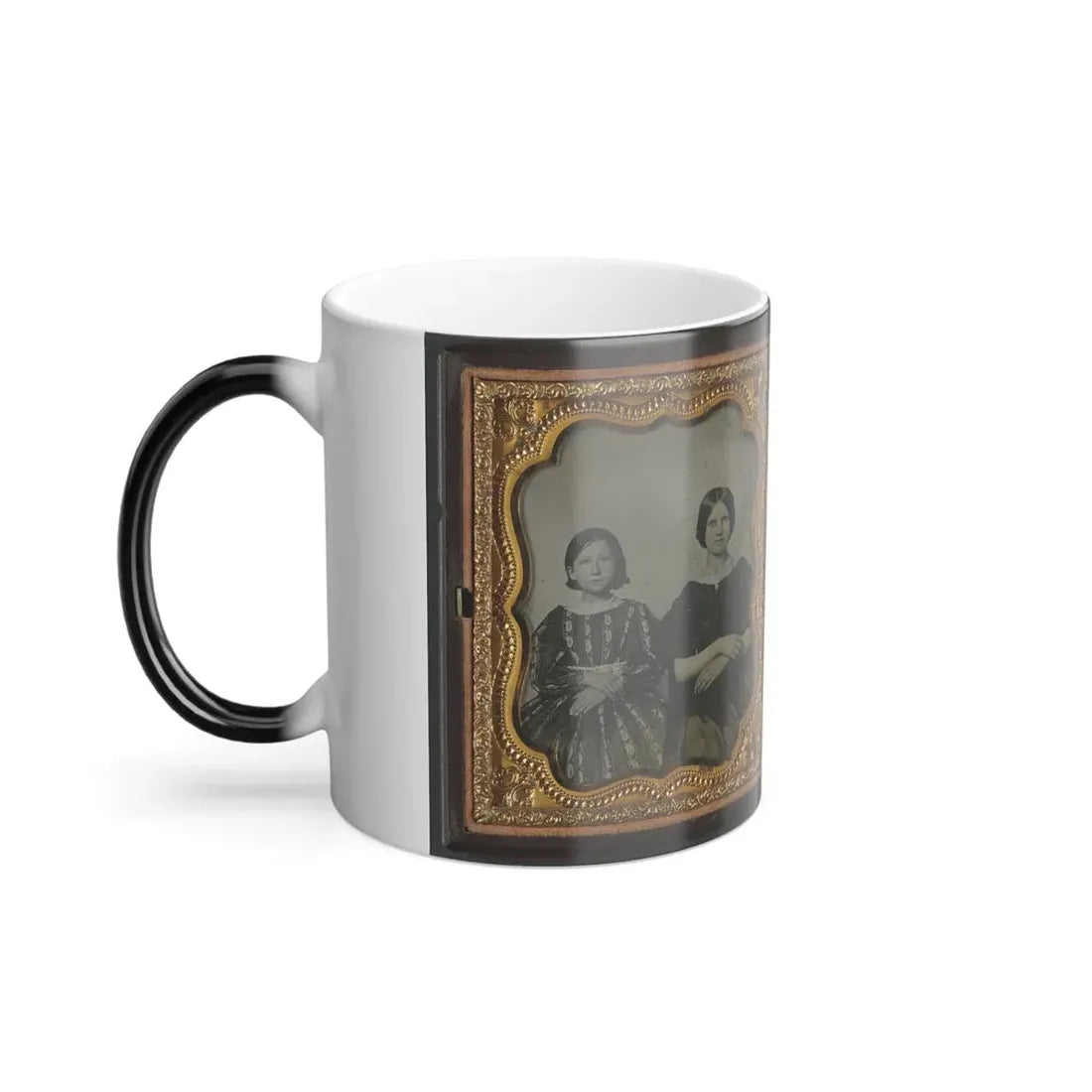Mollie Knopp Zigler, Left, and Betty Hoover, Right ; Unidentified Midshipman in Confederate Uniform With Book (U.S. Civil War) Color Changing Coffee Mug 11oz - Go Mug Yourself