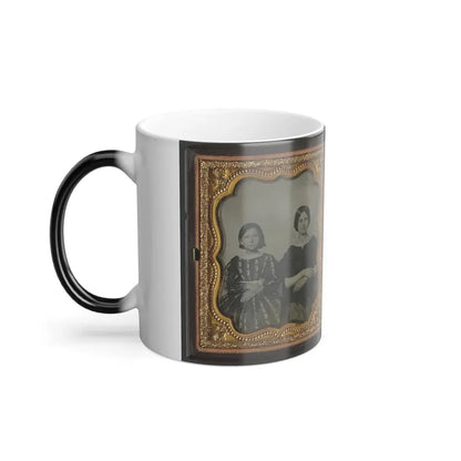 Mollie Knopp Zigler, Left, and Betty Hoover, Right ; Unidentified Midshipman in Confederate Uniform With Book (U.S. Civil War) Color Changing Coffee Mug 11oz - Go Mug Yourself