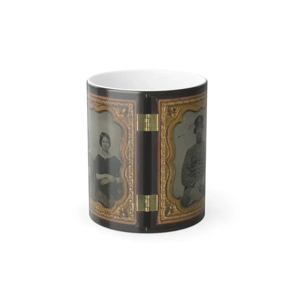 Mollie Knopp Zigler, Left, and Betty Hoover, Right ; Unidentified Midshipman in Confederate Uniform With Book (U.S. Civil War) Color Changing Coffee Mug 11oz - Go Mug Yourself