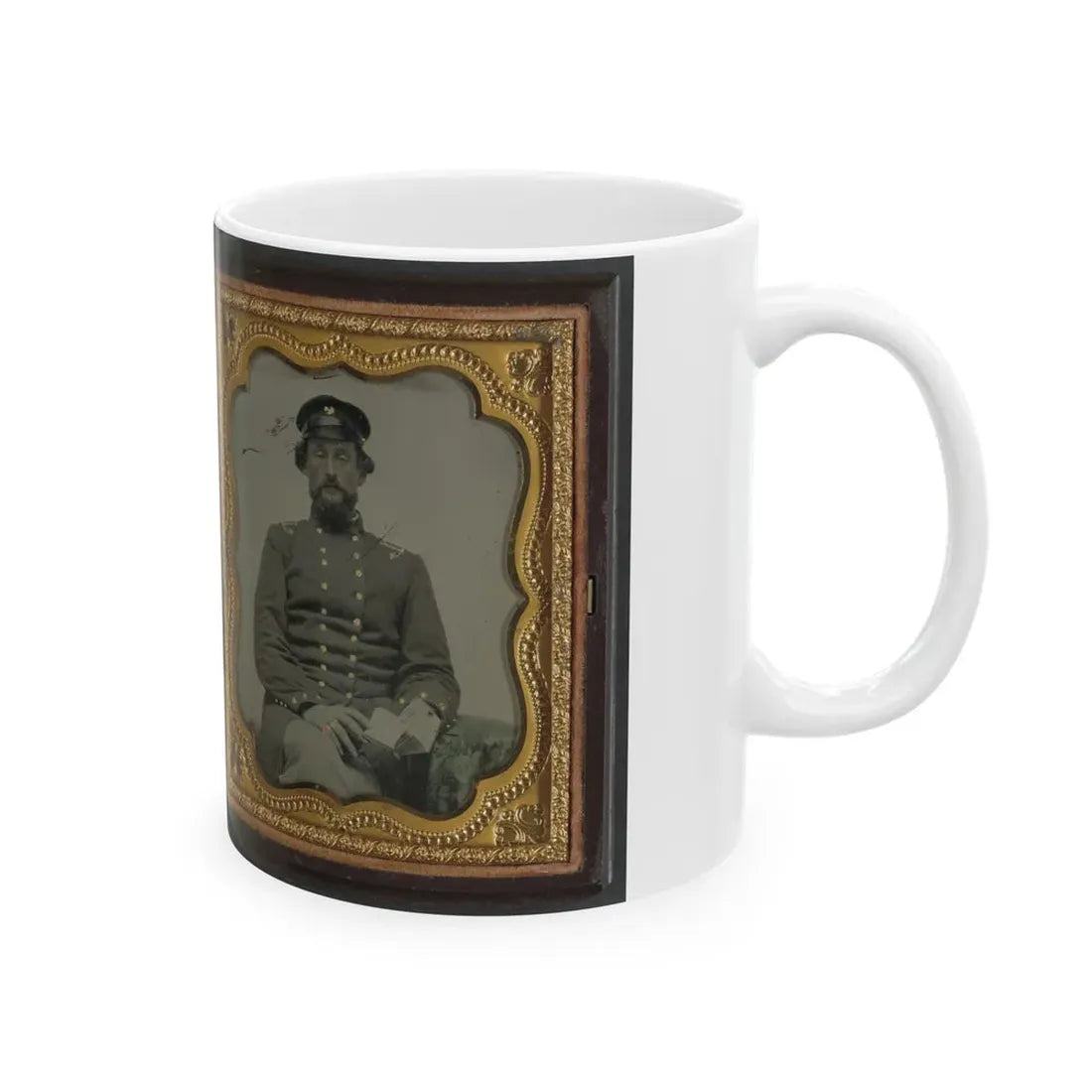 Mollie Knopp Zigler, Left, And Betty Hoover, Right ; Unidentified Midshipman In Confederate Uniform With Book (U.S. Civil War) White Coffee Mug - Go Mug Yourself