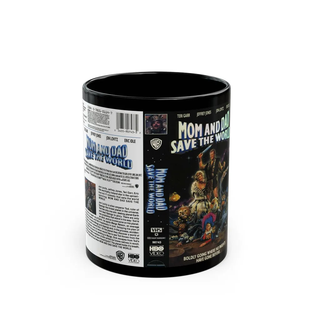 MOM AND DAD SAVE THE WORLD (VHS COVER) - Black Coffee Mug-11oz-Go Mug Yourself