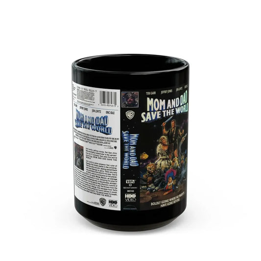 MOM AND DAD SAVE THE WORLD (VHS COVER) - Black Coffee Mug 15oz - Go Mug Yourself