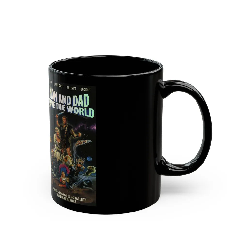 MOM AND DAD SAVE THE WORLD (VHS COVER) - Black Coffee Mug-Go Mug Yourself