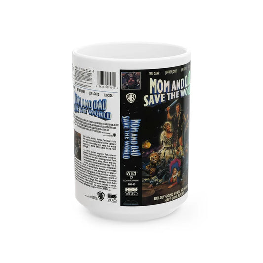 MOM AND DAD SAVE THE WORLD (VHS COVER) - White Coffee Mug-15oz-Go Mug Yourself