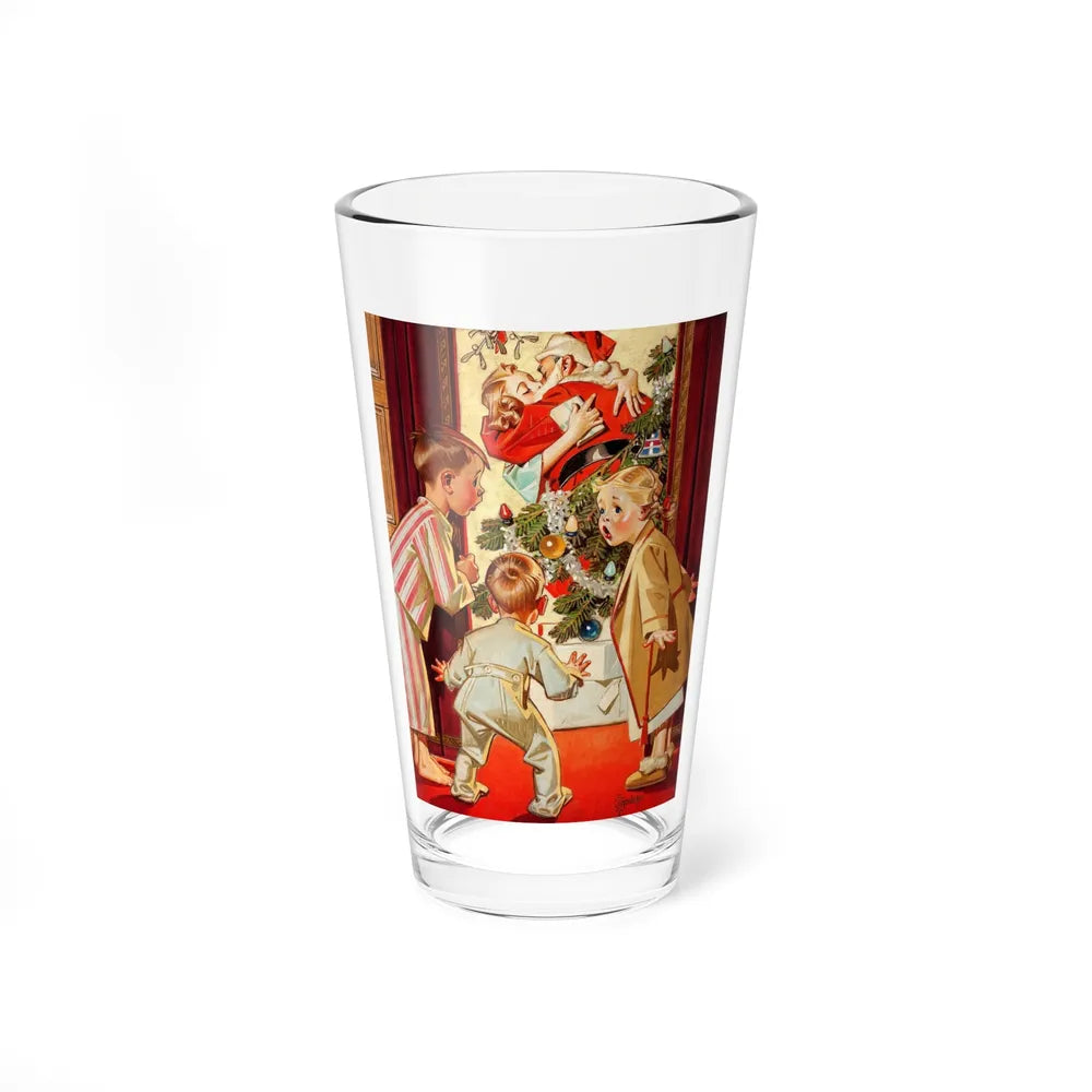 Mommy Kissing Santa Claus, 1948 (Magazine Illustration) Pint Glass 16oz-16oz-Go Mug Yourself