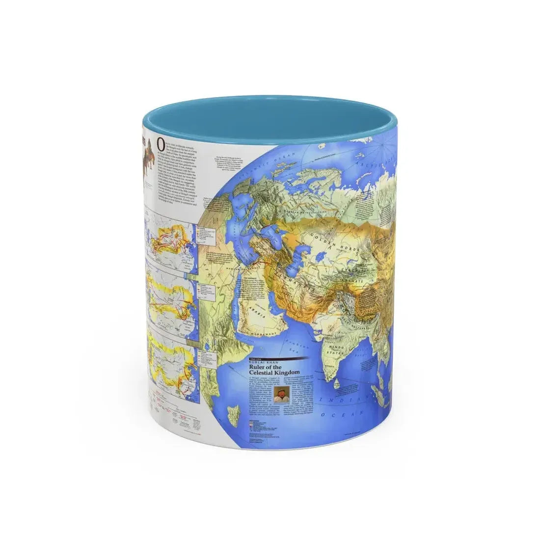 Mongol Khans and Their Legacy (1996) (Map) Accent Coffee Mug 11oz Light Blue - Go Mug Yourself
