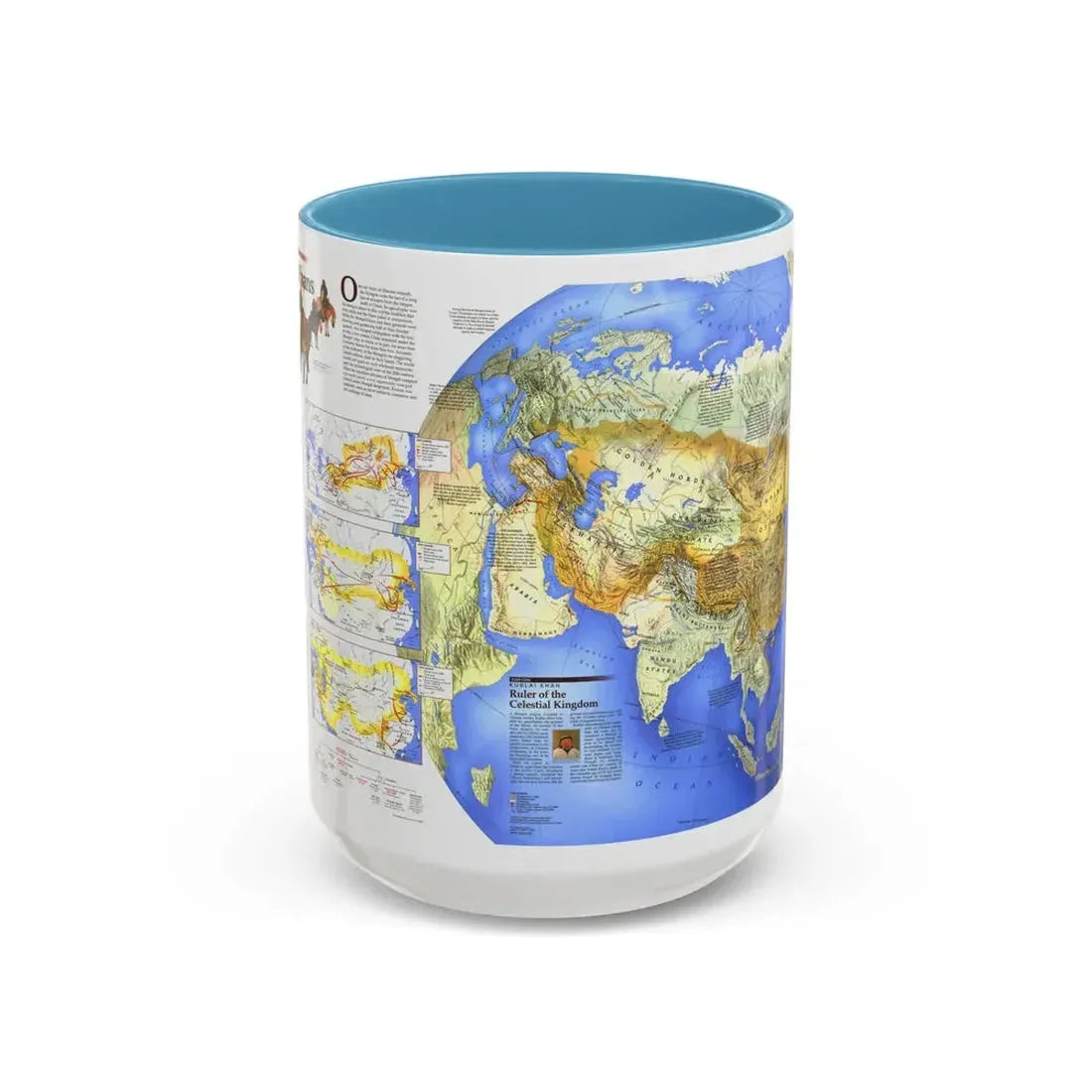 Mongol Khans and Their Legacy (1996) (Map) Accent Coffee Mug 15oz Light Blue - Go Mug Yourself