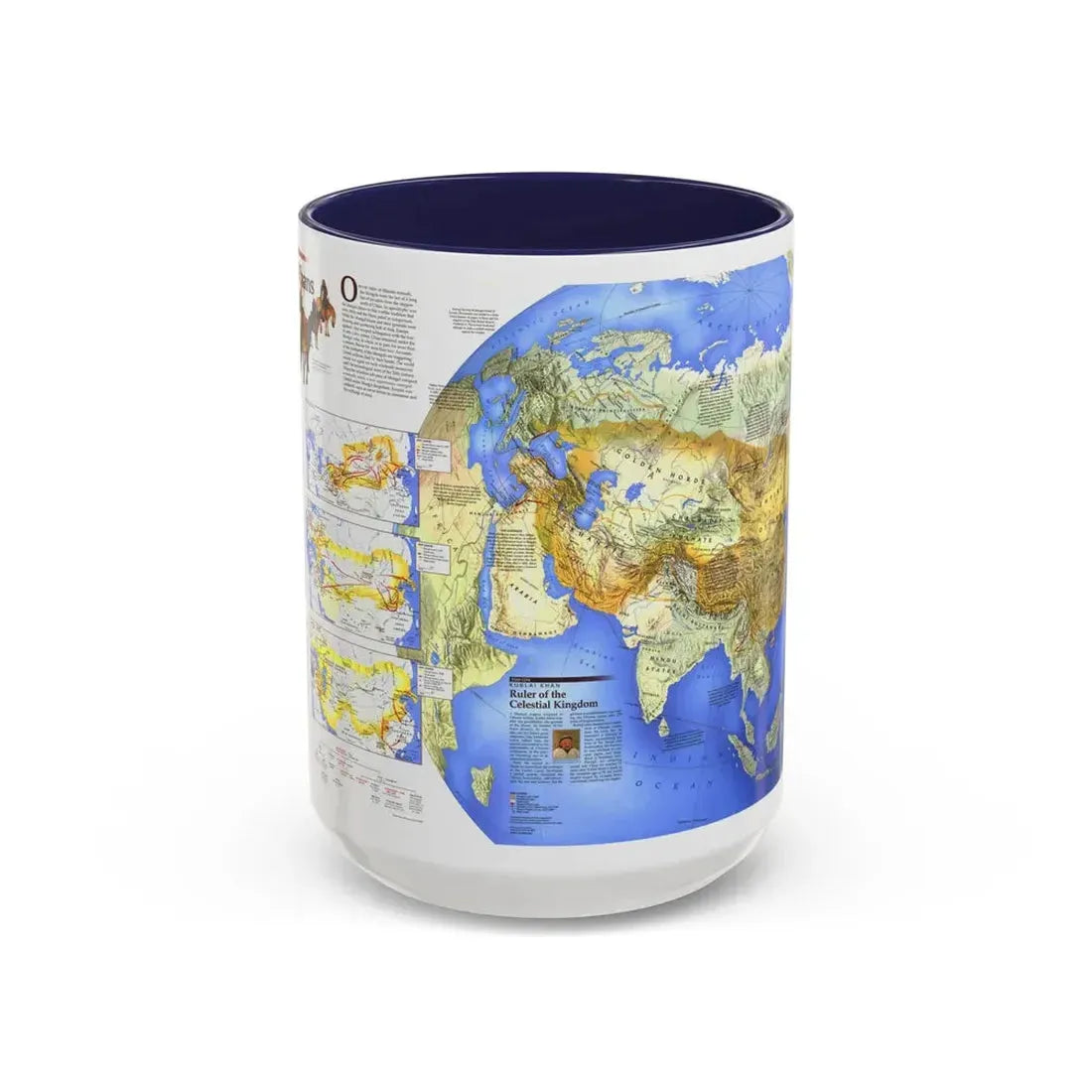 Mongol Khans and Their Legacy (1996) (Map) Accent Coffee Mug 15oz Navy - Go Mug Yourself