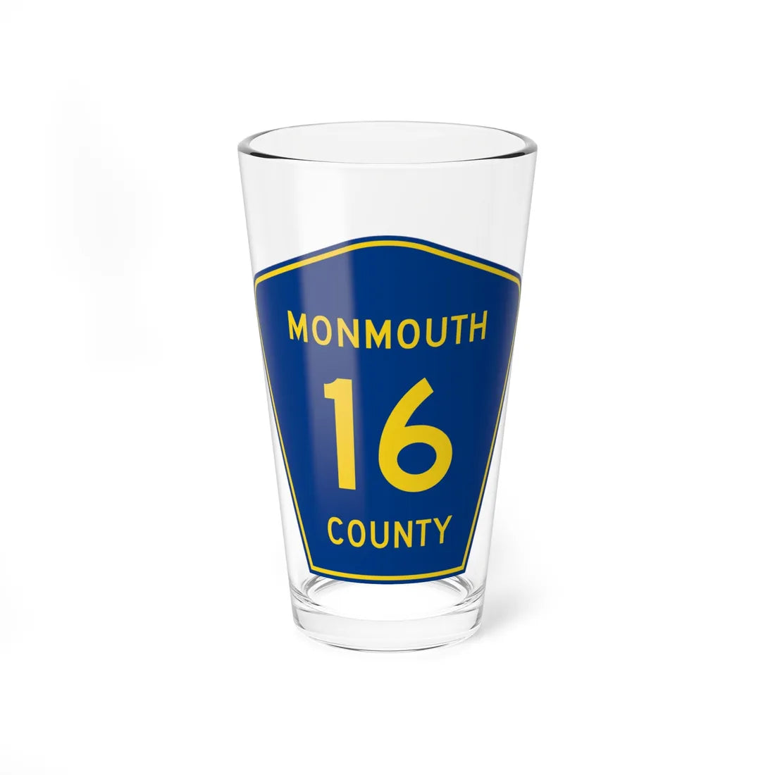 Monmouth County Route 16 NJ (New Jersey) (Road Sign) Pint Glass 16oz 16oz - Go Mug Yourself