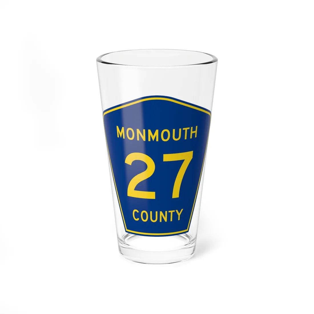 Monmouth County Route 27 NJ (New Jersey) (Road Sign) Pint Glass 16oz 16oz - Go Mug Yourself