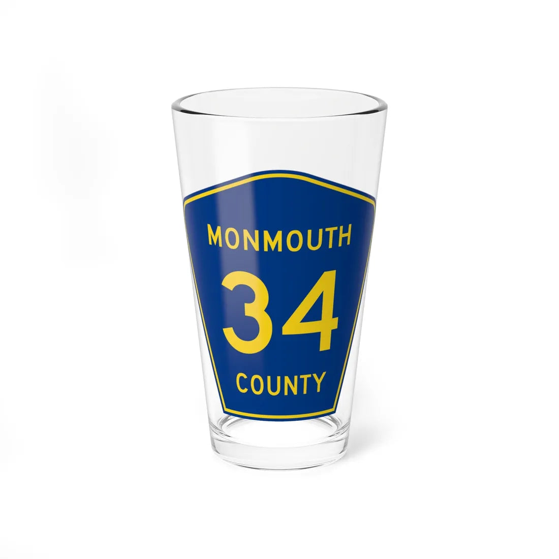Monmouth County Route 34 NJ (New Jersey) (Road Sign) Pint Glass 16oz 16oz - Go Mug Yourself