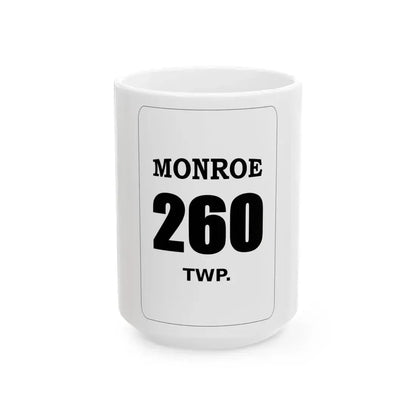 Monroe Township Holmes County Ohio route shield template (Ohio) (Road Sign) White Coffee Mug 15oz - Go Mug Yourself