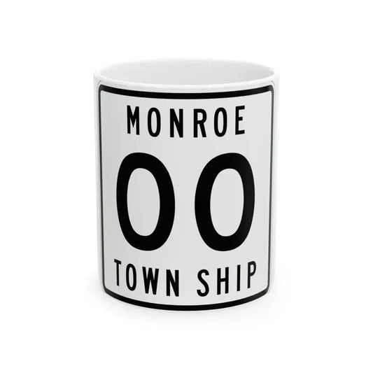 Monroe Township Logan County Ohio route shield template (Ohio) (Road Sign) White Coffee Mug 11oz - Go Mug Yourself