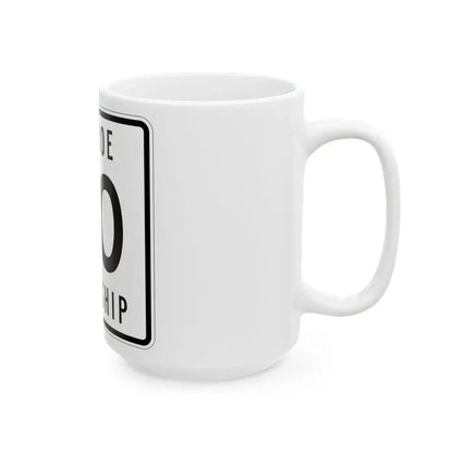 Monroe Township Logan County Ohio route shield template (Ohio) (Road Sign) White Coffee Mug - Go Mug Yourself