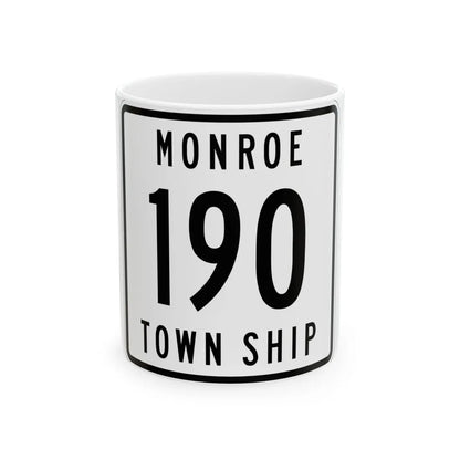 Monroe Township Route 190 Logan County Ohio (Ohio) (Road Sign) White Coffee Mug 11oz - Go Mug Yourself