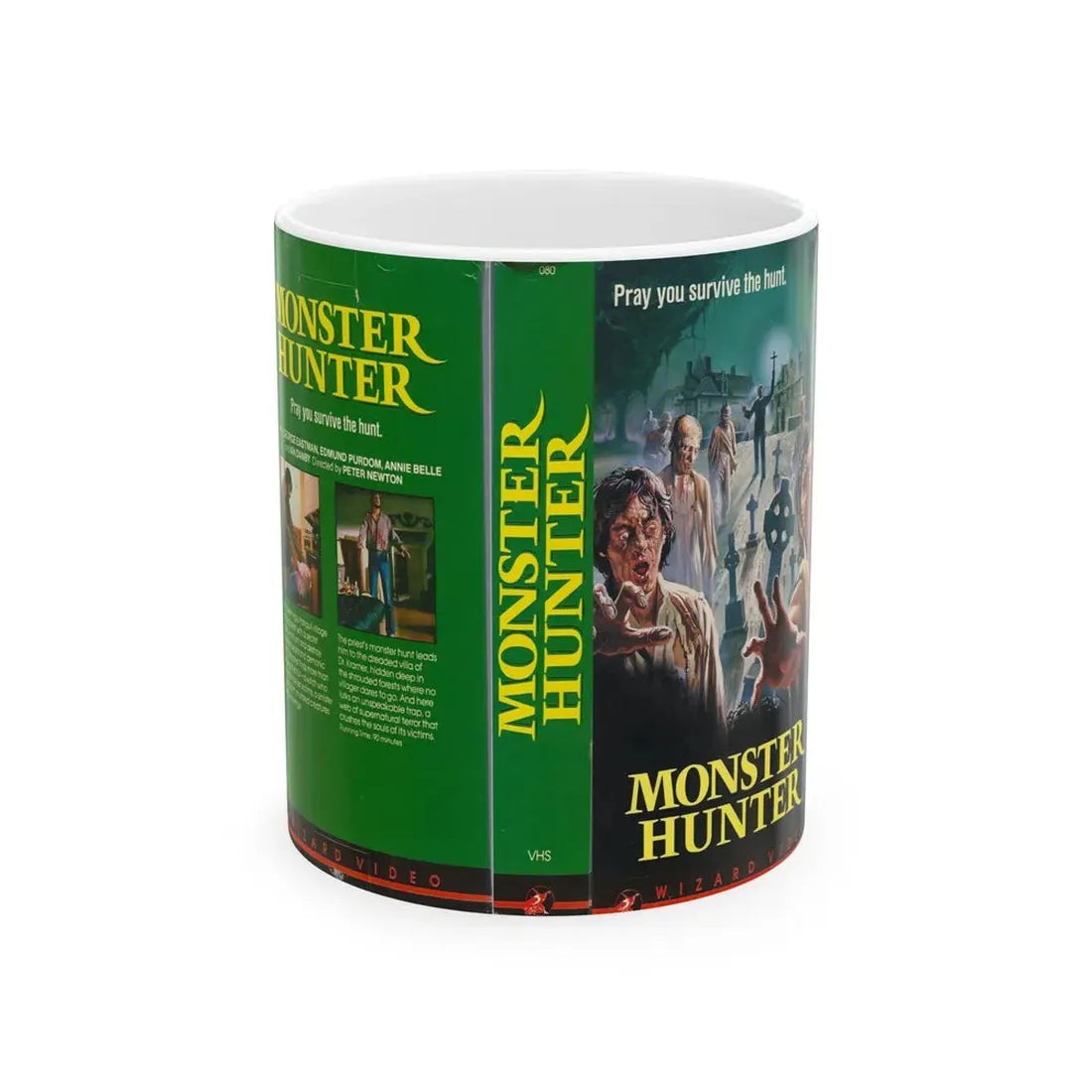 MONSTER HUNTER (VHS COVER) - White Coffee Mug 11oz - Go Mug Yourself