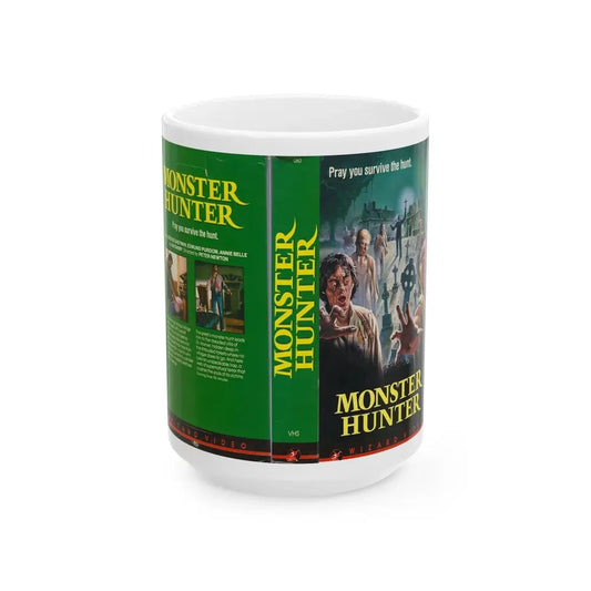 MONSTER HUNTER (VHS COVER) - White Coffee Mug 15oz - Go Mug Yourself