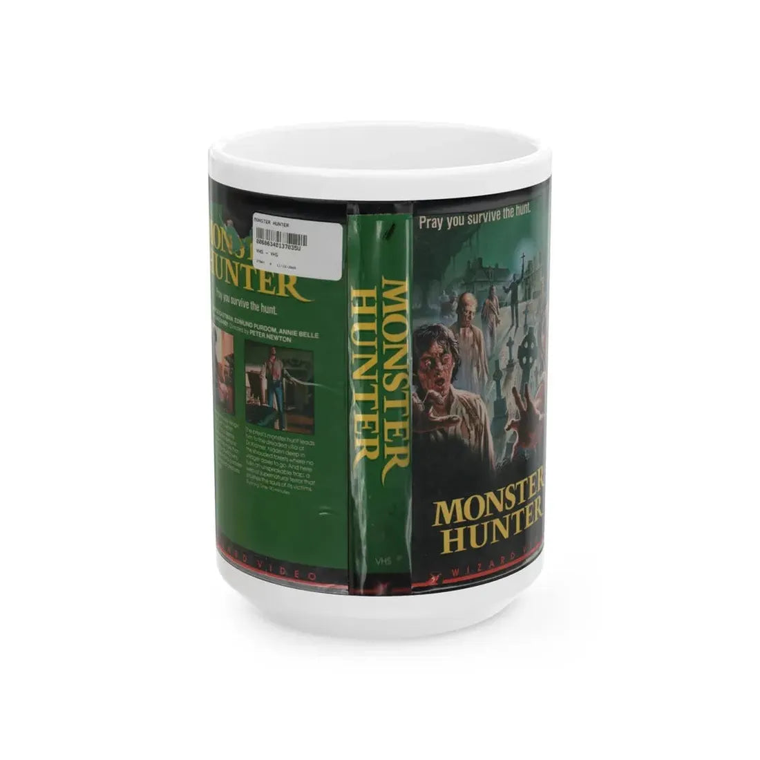 MONSTER HUNTER WIZARD VIDEO (VHS COVER) - White Coffee Mug 15oz - Go Mug Yourself
