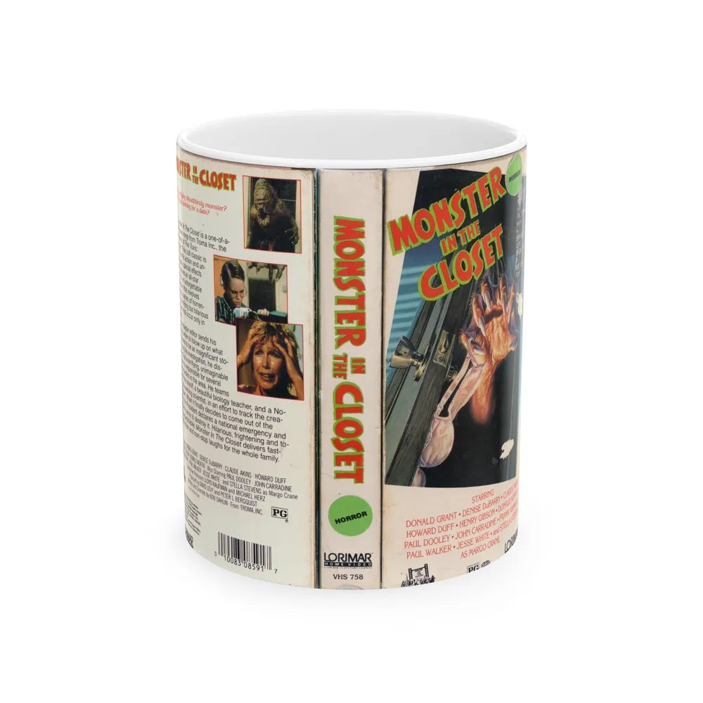 MONSTER IN THE CLOSET (VHS COVER) - White Coffee Mug-11oz-Go Mug Yourself