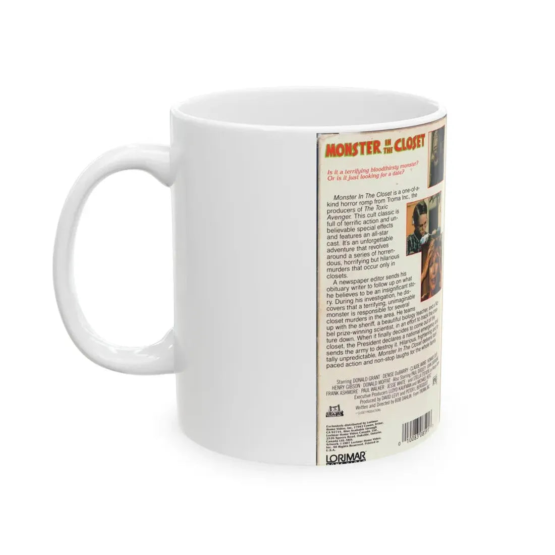 MONSTER IN THE CLOSET (VHS COVER) - White Coffee Mug - Go Mug Yourself