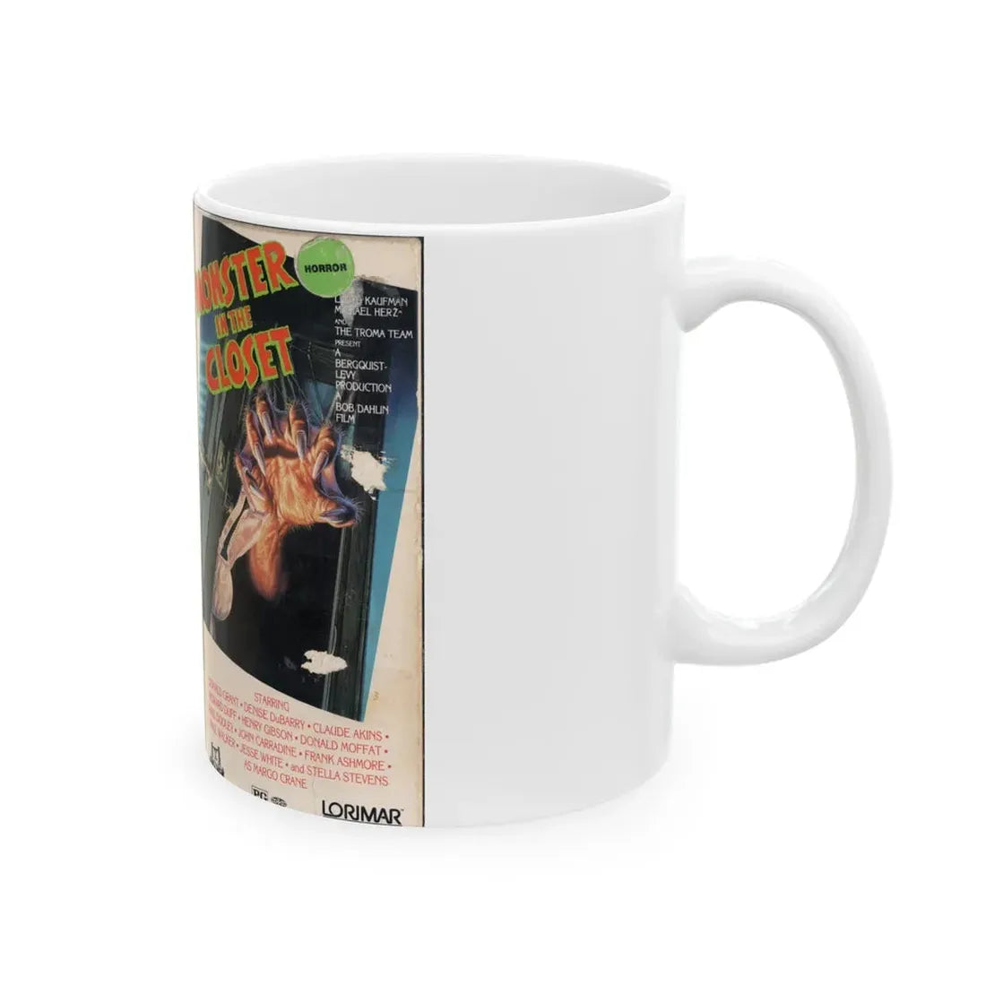 MONSTER IN THE CLOSET (VHS COVER) - White Coffee Mug - Go Mug Yourself
