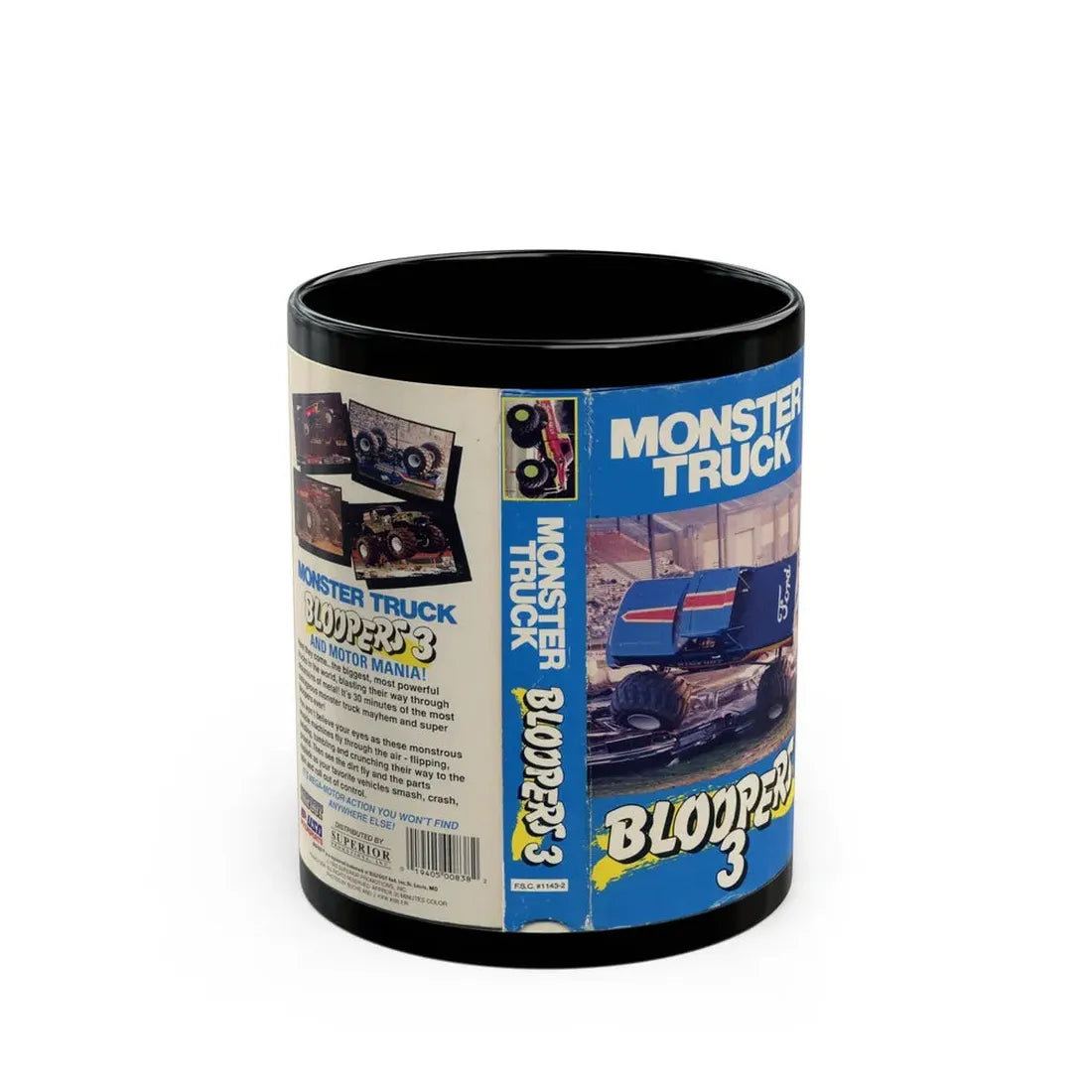 MONSTER TRUCK BLOOPERS 3 (VHS COVER) - Black Coffee Mug 11oz - Go Mug Yourself