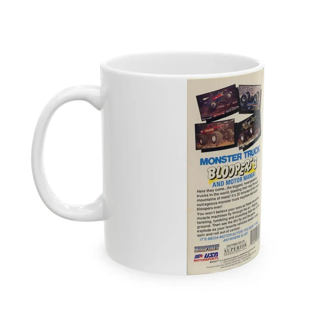 MONSTER TRUCK BLOOPERS 3 (VHS COVER) - White Coffee Mug - Go Mug Yourself