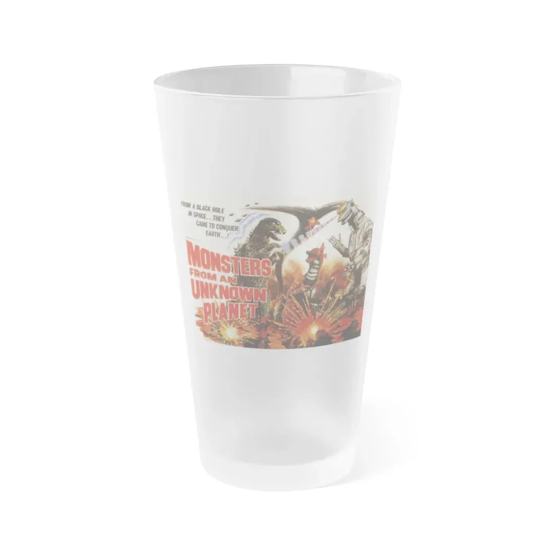 MONSTERS FROM AN UNKNOWN PLANET (REVENGE OF MECHAGODZILLA) 1975 Movie Poster - Frosted Pint Glass 16oz Default Title - Go Mug Yourself