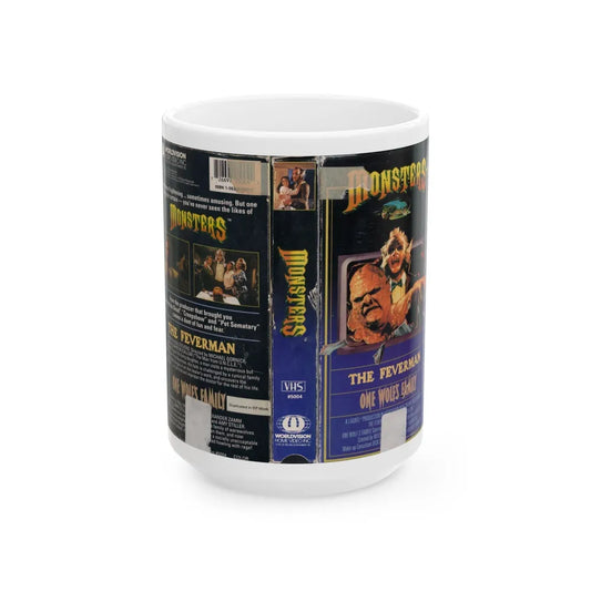 MONSTERS THE FEVERMAN AND ONE WOLFS FAMILY (VHS COVER) - White Coffee Mug-15oz-Go Mug Yourself