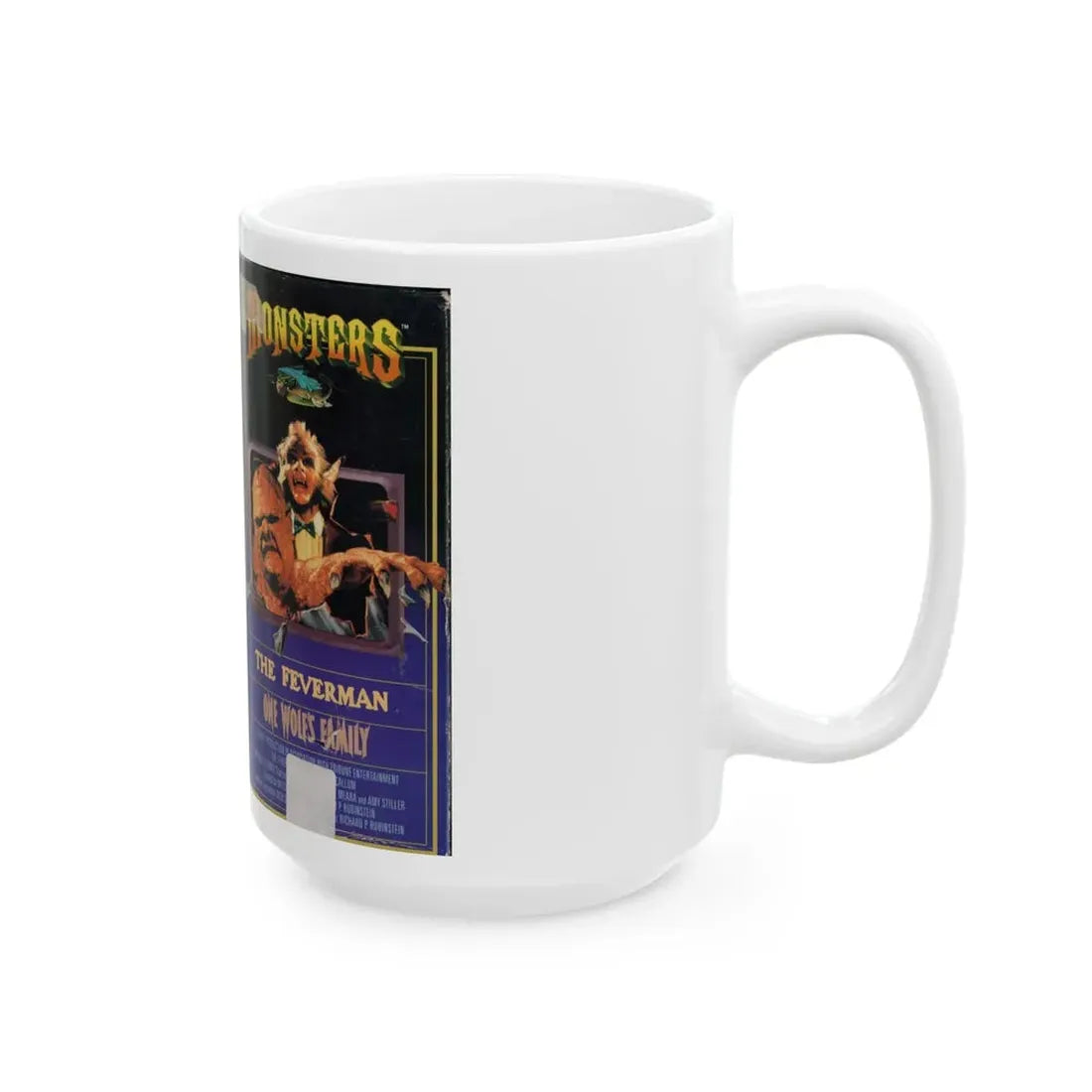 MONSTERS THE FEVERMAN AND ONE WOLFS FAMILY (VHS COVER) - White Coffee Mug - Go Mug Yourself