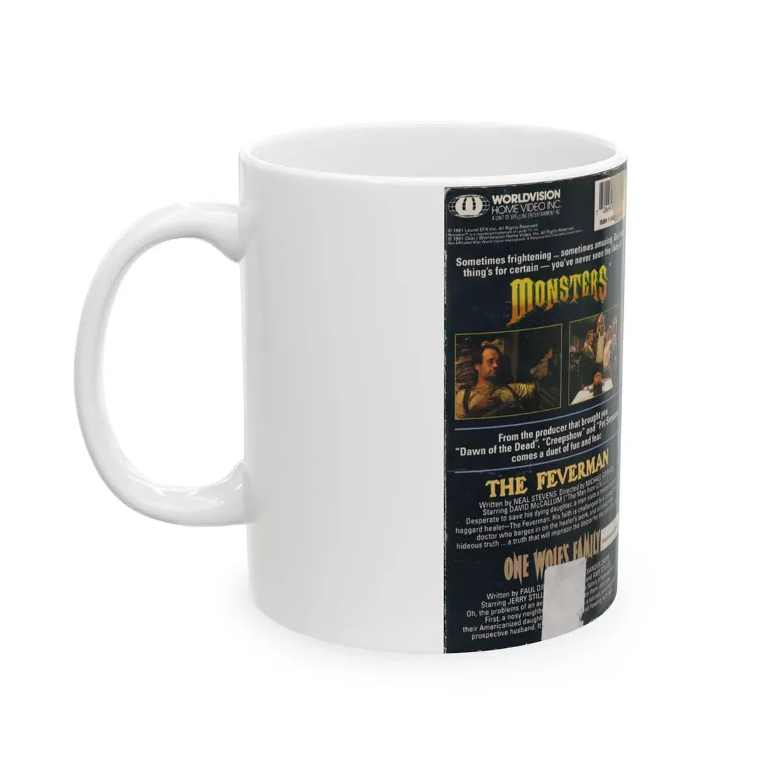 MONSTERS THE FEVERMAN AND ONE WOLFS FAMILY (VHS COVER) - White Coffee Mug - Go Mug Yourself