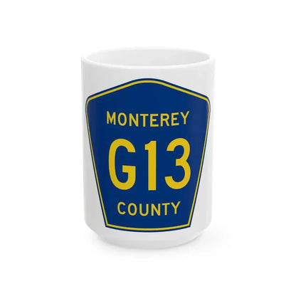 Monterey County G13 (California) (Road Sign) White Coffee Mug 15oz - Go Mug Yourself