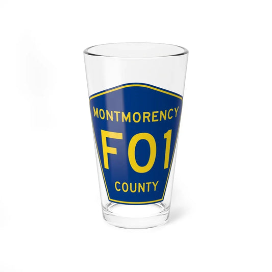 Montmorency County F-01 (Michigan) (Road Sign) Pint Glass 16oz 16oz - Go Mug Yourself