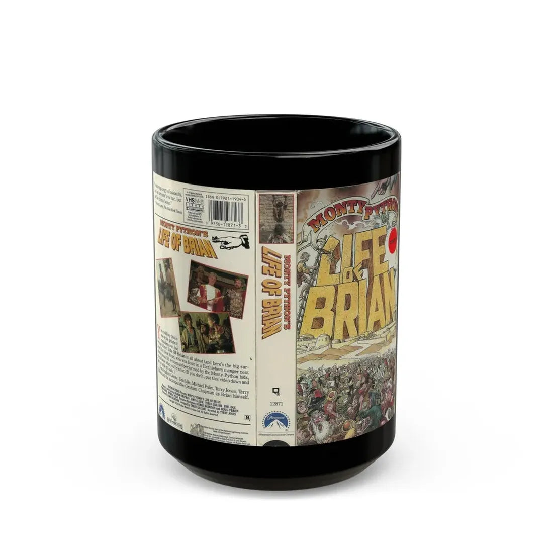 MONTY PYTHINS LIFE OF BRIAN (VHS COVER) - Black Coffee Mug 15oz - Go Mug Yourself