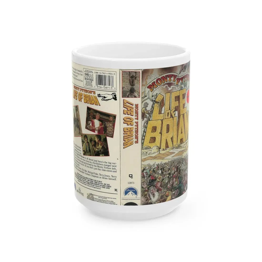 MONTY PYTHINS LIFE OF BRIAN (VHS COVER) - White Coffee Mug 15oz - Go Mug Yourself