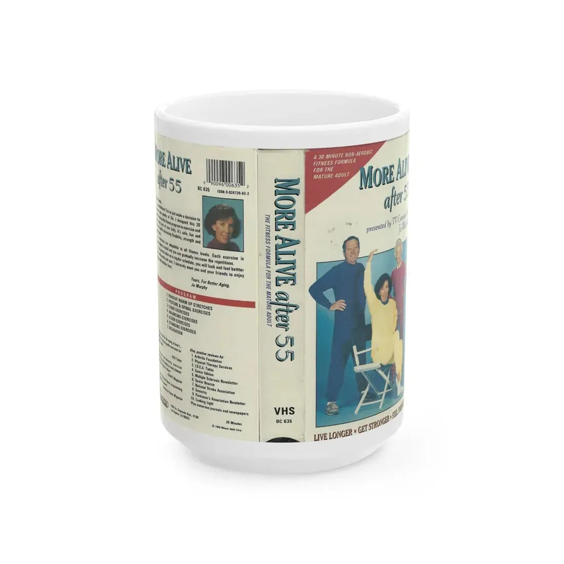 MORE ALIVE AFTER 55 (VHS COVER) - White Coffee Mug 15oz - Go Mug Yourself