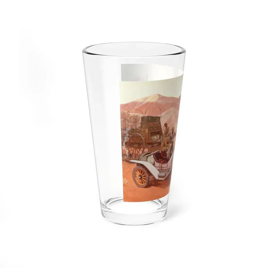 Morning Coffee, 1912 Moon Raceabout, Great Moments in Early American Motoring, 1971 (Magazine Illustration) Pint Glass 16oz - Go Mug Yourself