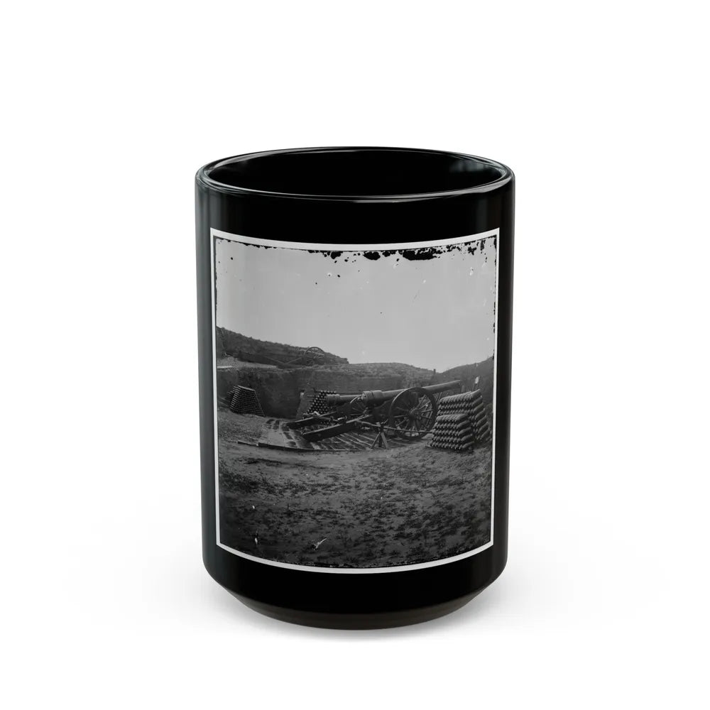 Morris Island, S.C. Two 100-Pdr. Parrott Guns And Stacks Of Shells Inside Fort Putnam (U.S. Civil War) Black Coffee Mug-15oz-Go Mug Yourself