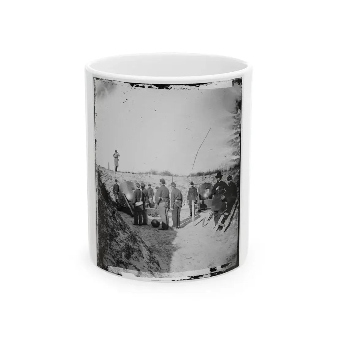 Morris Island, S.C. Federal Mortars Aimed At Fort Sumter, With Crews (U.S. Civil War) White Coffee Mug 11oz - Go Mug Yourself