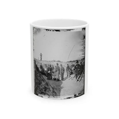 Morris Island, S.C. Federal Mortars Aimed At Fort Sumter, With Crews (U.S. Civil War) White Coffee Mug 11oz - Go Mug Yourself
