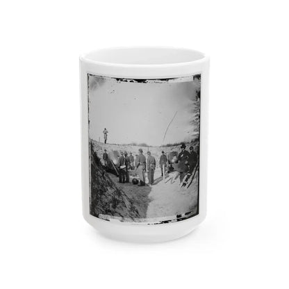 Morris Island, S.C. Federal Mortars Aimed At Fort Sumter, With Crews (U.S. Civil War) White Coffee Mug 15oz - Go Mug Yourself