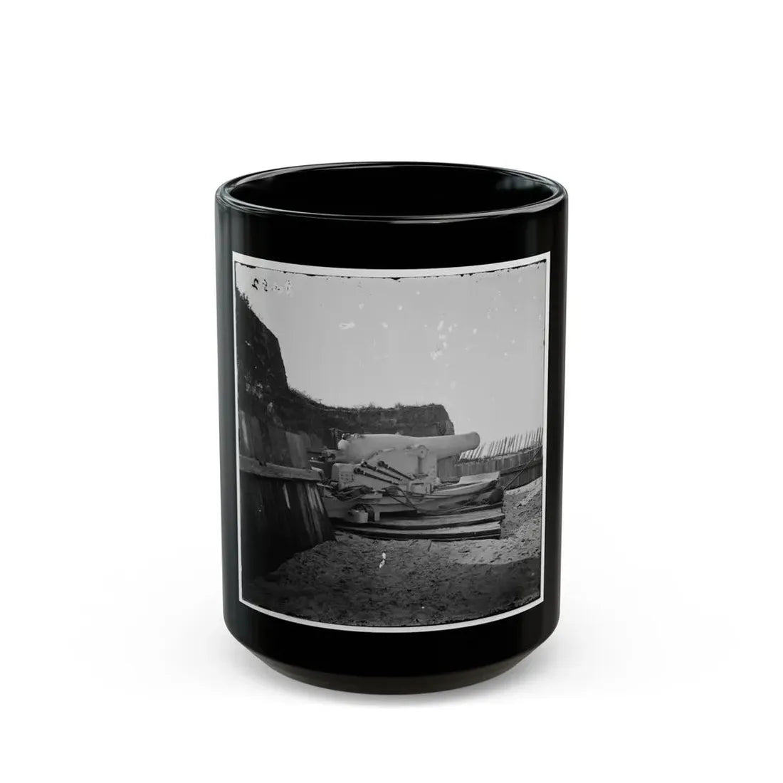 Morris Island, S.C. Interior View With Mounted Gun, Fort Putnam (U.S. Civil War) Black Coffee Mug 15oz - Go Mug Yourself