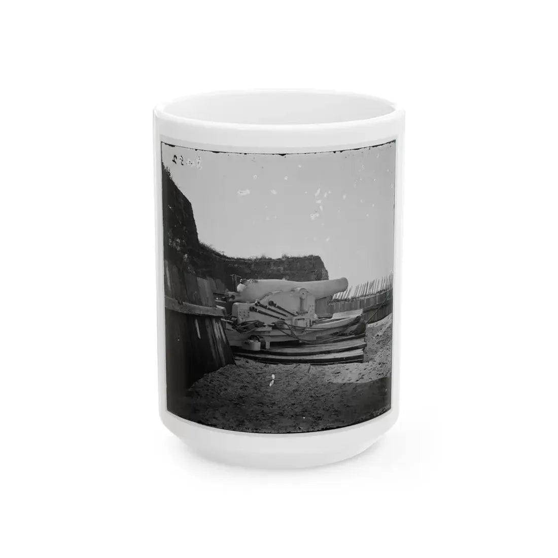 Morris Island, S.C. Interior View With Mounted Gun, Fort Putnam (U.S. Civil War) White Coffee Mug 15oz - Go Mug Yourself