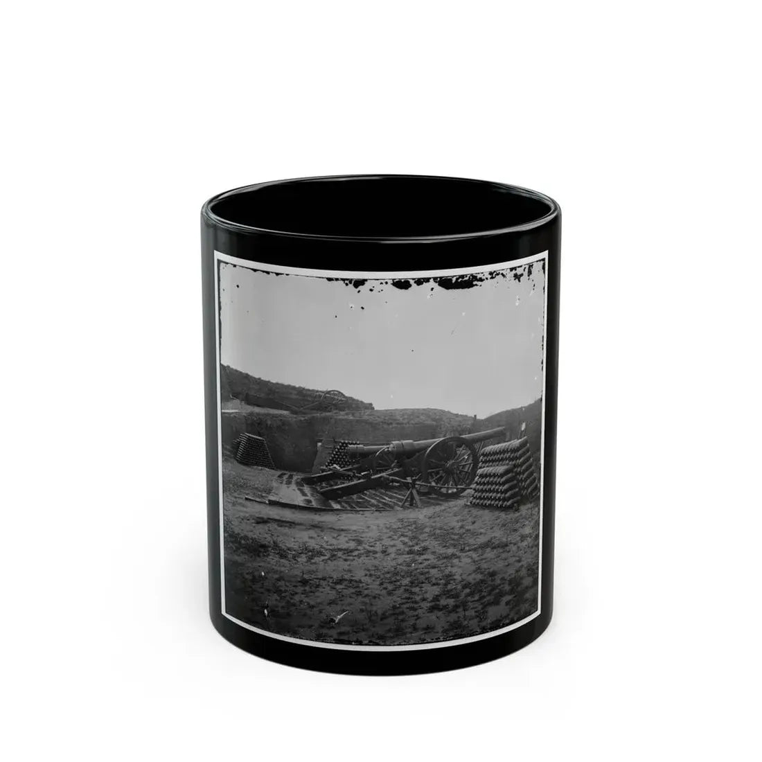 Morris Island, S.C. Two 100-Pdr. Parrott Guns And Stacks Of Shells Inside Fort Putnam (U.S. Civil War) Black Coffee Mug 11oz - Go Mug Yourself
