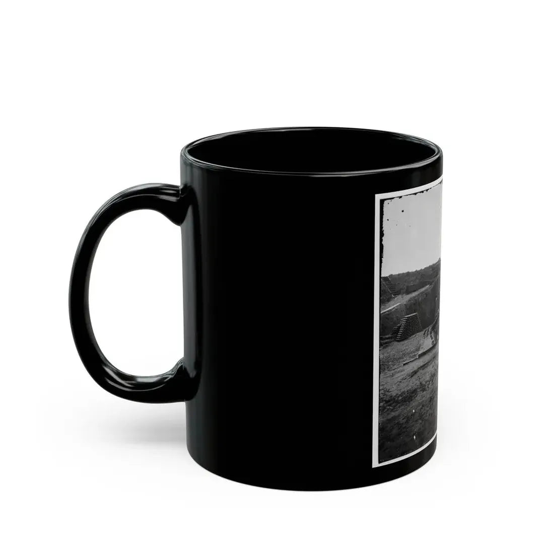 Morris Island, S.C. Two 100-Pdr. Parrott Guns And Stacks Of Shells Inside Fort Putnam (U.S. Civil War) Black Coffee Mug - Go Mug Yourself