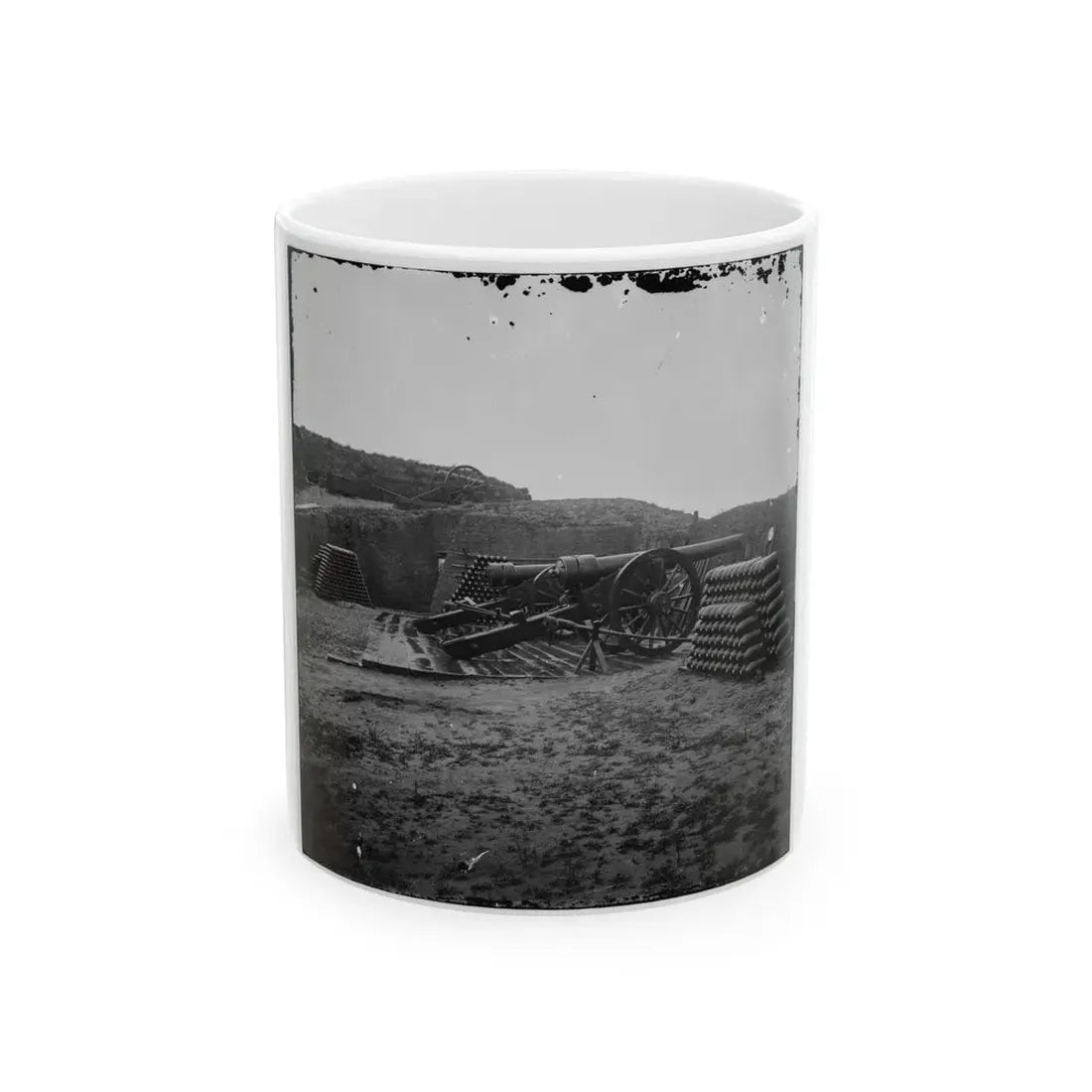 Morris Island, S.C. Two 100-Pdr. Parrott Guns And Stacks Of Shells Inside Fort Putnam (U.S. Civil War) White Coffee Mug 11oz - Go Mug Yourself