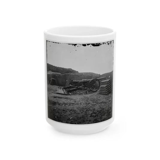 Morris Island, S.C. Two 100-Pdr. Parrott Guns And Stacks Of Shells Inside Fort Putnam (U.S. Civil War) White Coffee Mug 15oz - Go Mug Yourself